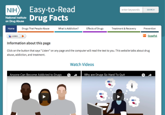 Easy to Read Drug Facts Screenshot of easy to read drug facts home page