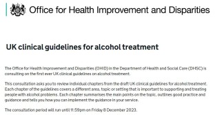 UK clinical guidelines for alcohol treatment