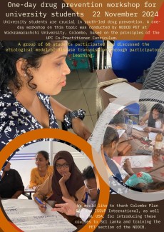 Prevntive Education and Training Division of National Dangerous Drugs Control Board of Sri Lanka One-day drug prevention workshop for university students 22 November 2024